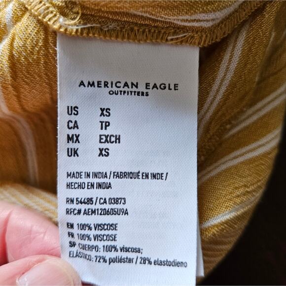 American Eagle Outfitters AEO Yellow Gold and White Striped Flowy Shorts XS - Picture 11 of 11